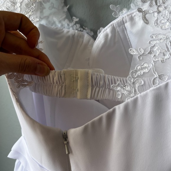 White Wedding Dress Chiffon A-Line Bodice - Picture 5 of 12